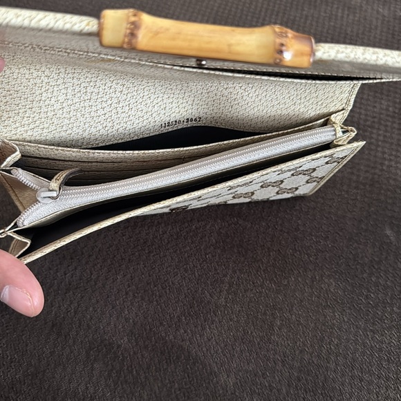 Gucci monogram GG bamboo jacquard canvas and leather continental snap wallet - Picture 7 of 16